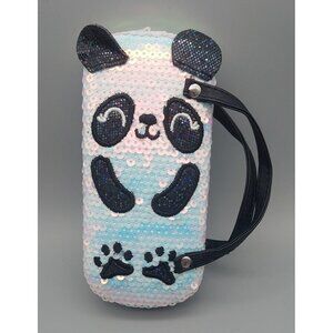 Claire's Panda Eyeglass Sunglass Case Hard Shell Iridescent Sequin So Cute